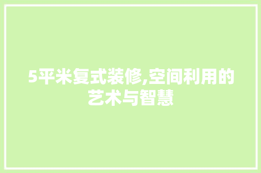 5平米复式装修,空间利用的艺术与智慧 5平米复式装修,空间利用的艺术与智慧 二手房