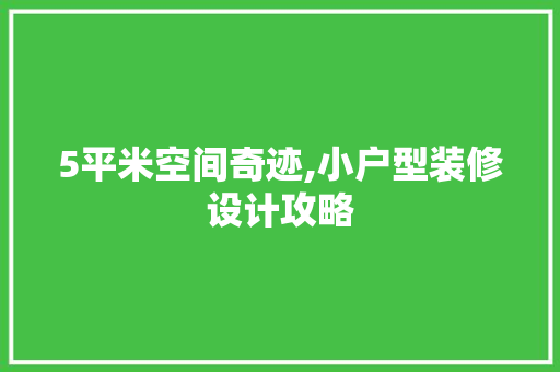 5平米空间奇迹,小户型装修设计攻略 5平米空间奇迹,小户型装修设计攻略 家居设计