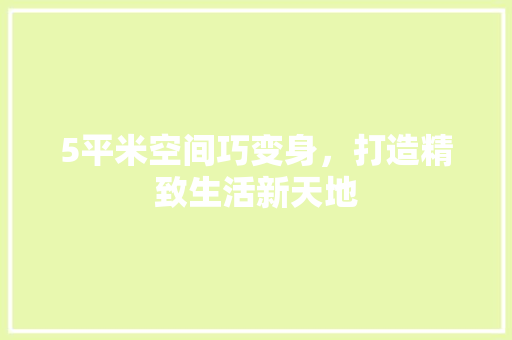 5平米空间巧变身，打造精致生活新天地 5平米空间巧变身，打造精致生活新天地 二手房