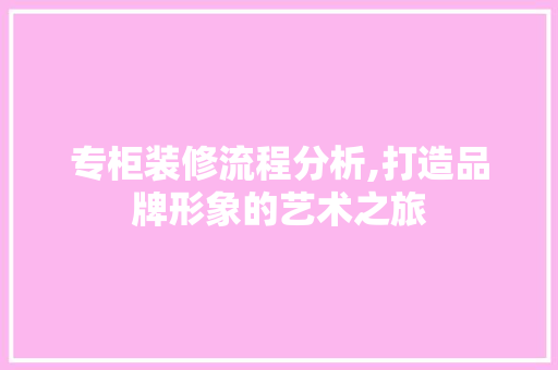 专柜装修流程分析,打造品牌形象的艺术之旅 专柜装修流程分析,打造品牌形象的艺术之旅 二手房