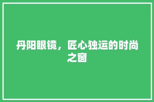 丹阳眼镜，匠心独运的时尚之窗 丹阳眼镜，匠心独运的时尚之窗 二手房