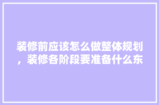 装修前应该怎么做整体规划，装修各阶段要准备什么东西。 装修前应该怎么做整体规划，装修各阶段要准备什么东西。 二手房