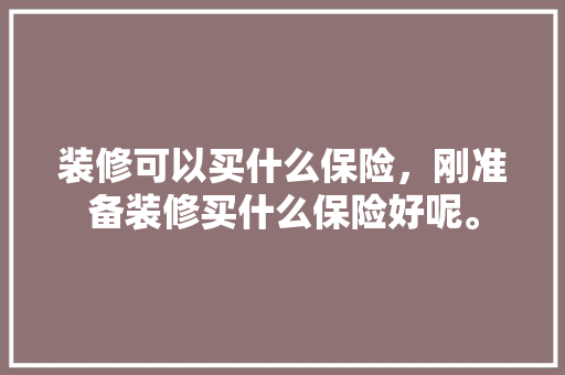 装修可以买什么保险，刚准备装修买什么保险好呢。 装修可以买什么保险，刚准备装修买什么保险好呢。 家居装饰