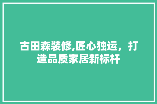 古田森装修,匠心独运，打造品质家居新标杆 古田森装修,匠心独运，打造品质家居新标杆 家居装饰
