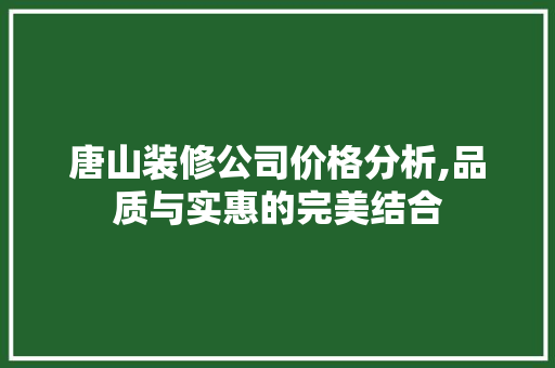 唐山装修公司价格分析,品质与实惠的完美结合 唐山装修公司价格分析,品质与实惠的完美结合 装修知识