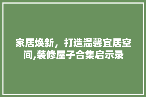 家居焕新，打造温馨宜居空间,装修屋子合集启示录 家居焕新，打造温馨宜居空间,装修屋子合集启示录 家居装饰