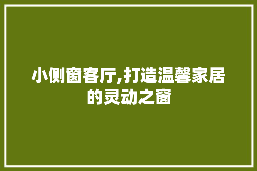 小侧窗客厅,打造温馨家居的灵动之窗 小侧窗客厅,打造温馨家居的灵动之窗 买房须知