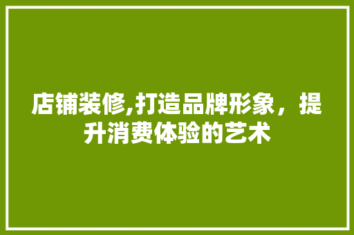 店铺装修,打造品牌形象，提升消费体验的艺术 店铺装修,打造品牌形象，提升消费体验的艺术 装修知识