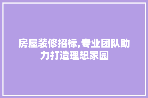 房屋装修招标,专业团队助力打造理想家园 房屋装修招标,专业团队助力打造理想家园 二手房