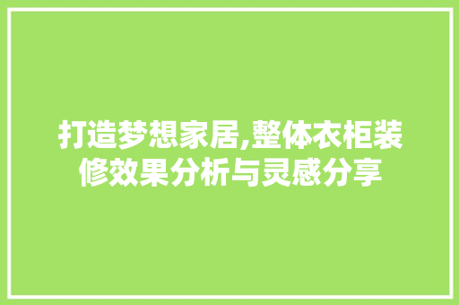打造梦想家居,整体衣柜装修效果分析与灵感分享 打造梦想家居,整体衣柜装修效果分析与灵感分享 装修知识