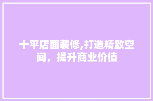 十平店面装修,打造精致空间，提升商业价值 十平店面装修,打造精致空间，提升商业价值 家居装饰