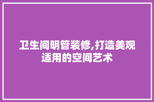卫生间明管装修,打造美观适用的空间艺术 卫生间明管装修,打造美观适用的空间艺术 装修知识