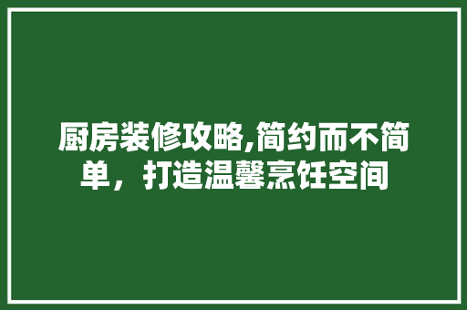 厨房装修攻略,简约而不简单，打造温馨烹饪空间 厨房装修攻略,简约而不简单，打造温馨烹饪空间 二手房