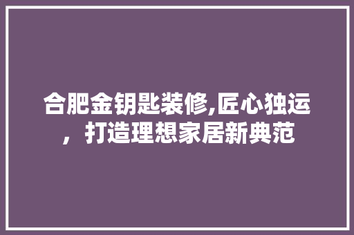 合肥金钥匙装修,匠心独运，打造理想家居新典范 合肥金钥匙装修,匠心独运，打造理想家居新典范 家居装饰