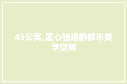 45公寓,匠心独运的都市美学空间 45公寓,匠心独运的都市美学空间 家居设计