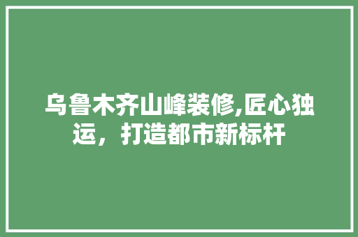 乌鲁木齐山峰装修,匠心独运，打造都市新标杆 乌鲁木齐山峰装修,匠心独运，打造都市新标杆 家居装饰