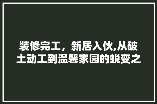 装修完工，新居入伙,从破土动工到温馨家园的蜕变之旅 装修完工，新居入伙,从破土动工到温馨家园的蜕变之旅 家居设计