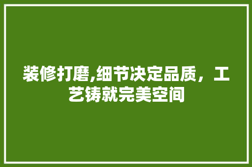 装修打磨,细节决定品质，工艺铸就完美空间 装修打磨,细节决定品质，工艺铸就完美空间 家居设计