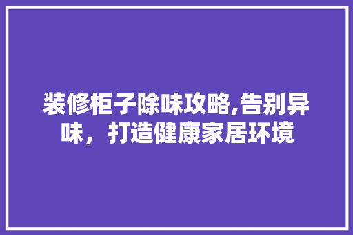 装修柜子除味攻略,告别异味，打造健康家居环境 装修柜子除味攻略,告别异味，打造健康家居环境 家居装饰