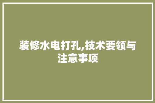 装修水电打孔,技术要领与注意事项 装修水电打孔,技术要领与注意事项 买房须知