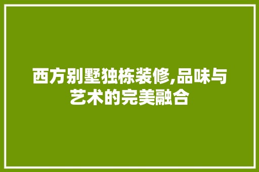 西方别墅独栋装修,品味与艺术的完美融合 西方别墅独栋装修,品味与艺术的完美融合 家居装饰