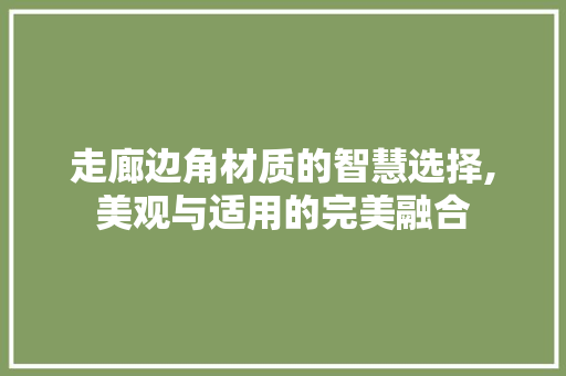 走廊边角材质的智慧选择,美观与适用的完美融合 走廊边角材质的智慧选择,美观与适用的完美融合 买房须知