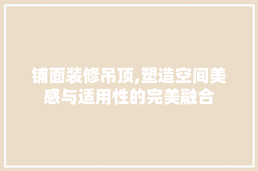 铺面装修吊顶,塑造空间美感与适用性的完美融合 铺面装修吊顶,塑造空间美感与适用性的完美融合 家居设计