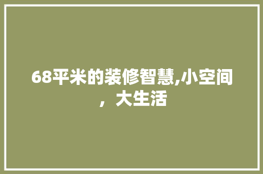 68平米的装修智慧,小空间，大生活 68平米的装修智慧,小空间，大生活 家居装饰