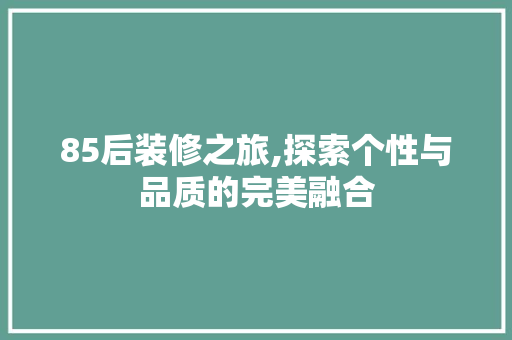 85后装修之旅,探索个性与品质的完美融合 85后装修之旅,探索个性与品质的完美融合 家居设计