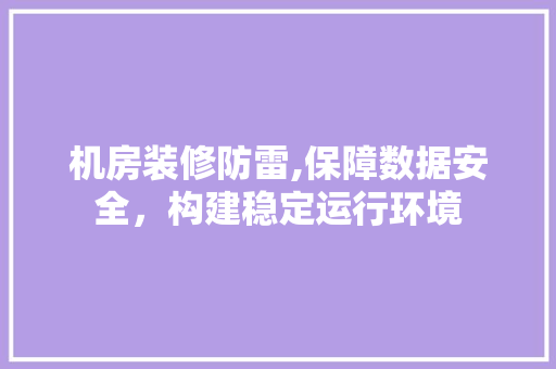 机房装修防雷,保障数据安全，构建稳定运行环境 机房装修防雷,保障数据安全，构建稳定运行环境 买房须知