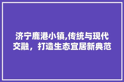 济宁鹿港小镇,传统与现代交融，打造生态宜居新典范 济宁鹿港小镇,传统与现代交融，打造生态宜居新典范 家居装饰