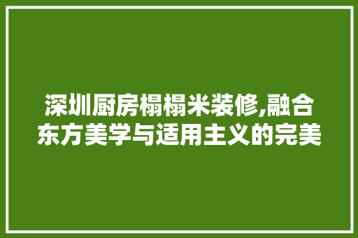 深圳厨房榻榻米装修,融合东方美学与适用主义的完美之作 深圳厨房榻榻米装修,融合东方美学与适用主义的完美之作 二手房