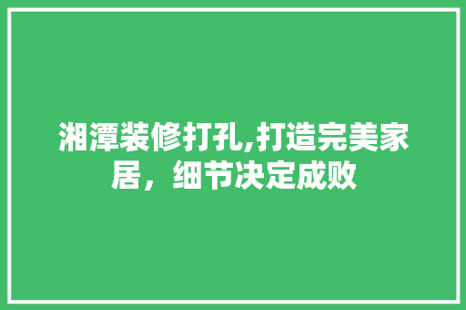 湘潭装修打孔,打造完美家居，细节决定成败 湘潭装修打孔,打造完美家居，细节决定成败 家居设计