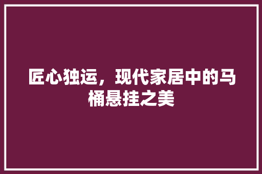 匠心独运，现代家居中的马桶悬挂之美 匠心独运，现代家居中的马桶悬挂之美 家居设计
