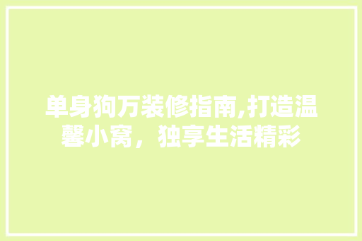 单身狗万装修指南,打造温馨小窝，独享生活精彩 单身狗万装修指南,打造温馨小窝，独享生活精彩 家居装饰