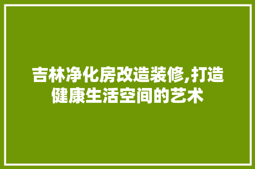 吉林净化房改造装修,打造健康生活空间的艺术 吉林净化房改造装修,打造健康生活空间的艺术 装修知识