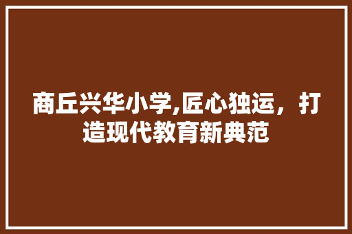 商丘兴华小学,匠心独运，打造现代教育新典范 商丘兴华小学,匠心独运，打造现代教育新典范 装修知识