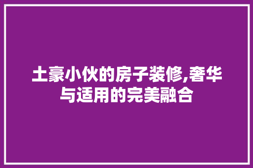 土豪小伙的房子装修,奢华与适用的完美融合 土豪小伙的房子装修,奢华与适用的完美融合 装修知识