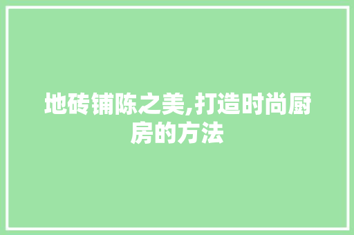 地砖铺陈之美,打造时尚厨房的方法 地砖铺陈之美,打造时尚厨房的方法 二手房