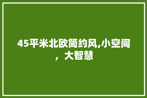 45平米北欧简约风,小空间，大智慧 45平米北欧简约风,小空间，大智慧 买房须知