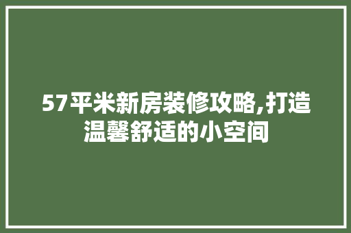 57平米新房装修攻略,打造温馨舒适的小空间 57平米新房装修攻略,打造温馨舒适的小空间 家居装饰