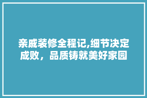 亲戚装修全程记,细节决定成败，品质铸就美好家园 亲戚装修全程记,细节决定成败，品质铸就美好家园 家居装饰