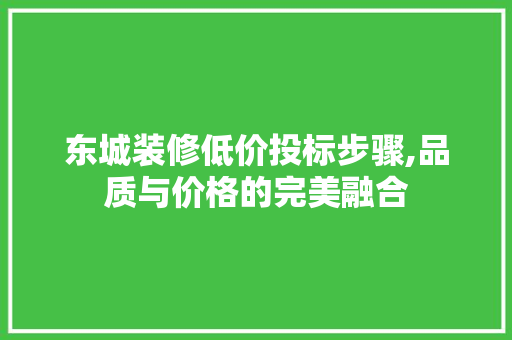 东城装修低价投标步骤,品质与价格的完美融合 东城装修低价投标步骤,品质与价格的完美融合 家居设计