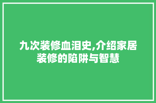 九次装修血泪史,介绍家居装修的陷阱与智慧 九次装修血泪史,介绍家居装修的陷阱与智慧 家居设计