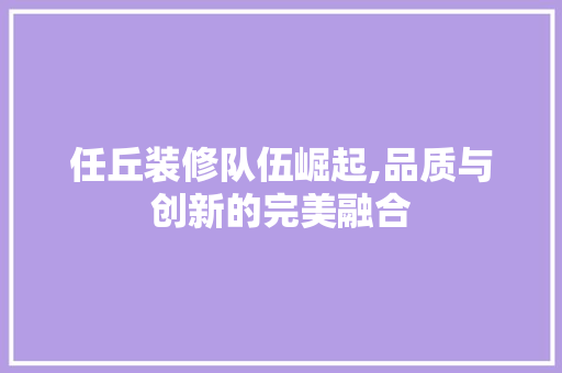 任丘装修队伍崛起,品质与创新的完美融合 任丘装修队伍崛起,品质与创新的完美融合 买房须知