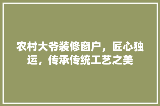 农村大爷装修窗户，匠心独运，传承传统工艺之美 农村大爷装修窗户，匠心独运，传承传统工艺之美 家居设计