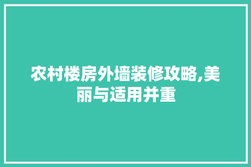 农村楼房外墙装修攻略,美丽与适用并重 农村楼房外墙装修攻略,美丽与适用并重 买房须知