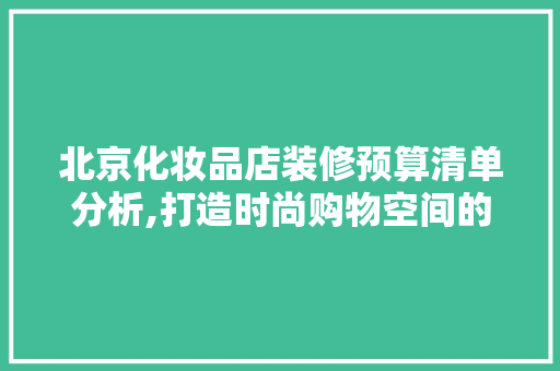 北京化妆品店装修预算清单分析,打造时尚购物空间的艺术与智慧