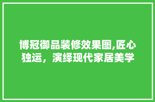博冠御品装修效果图,匠心独运，演绎现代家居美学