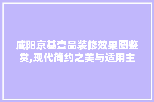 咸阳京基壹品装修效果图鉴赏,现代简约之美与适用主义的完美融合